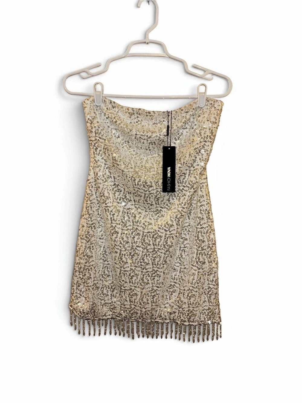 Fashion Nova Bachelorette Sequin Fringe Mini In White